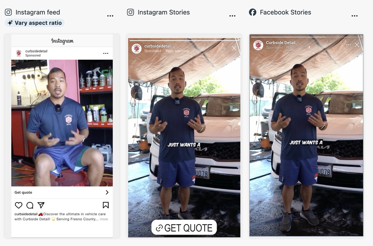 preview of a Fresno client's social media ads